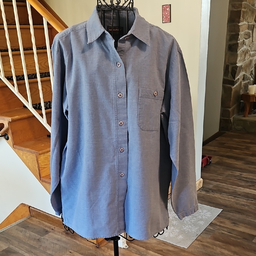 👚WOOLRICH Casual Blue Button-Up Shirt